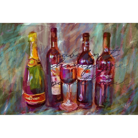 Wine Paint Black Modern Wood Framed Art Print with Double Matting by Butcher, Sarah