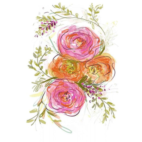 Peonies Black Modern Wood Framed Art Print with Double Matting by Butcher, Sarah