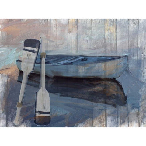 Solo Boat Black Modern Wood Framed Art Print with Double Matting by Butcher, Sarah