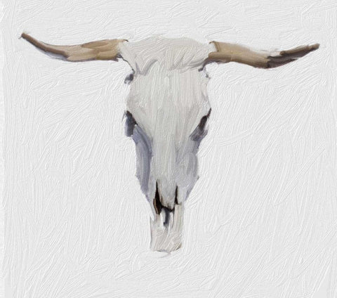 Alabaster Cow Skull White Modern Wood Framed Art Print with Double Matting by Butcher, Sarah