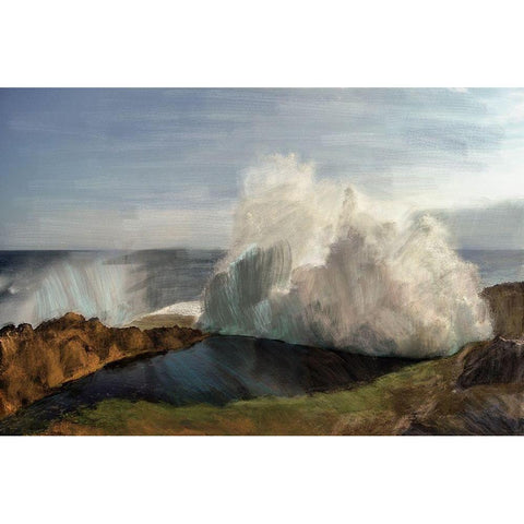 Ocean Big Wave Gold Ornate Wood Framed Art Print with Double Matting by Butcher, Sarah