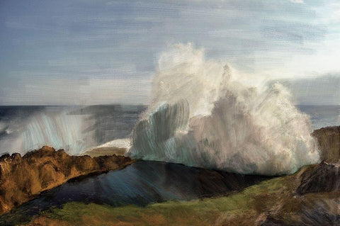 Ocean Big Wave White Modern Wood Framed Art Print with Double Matting by Butcher, Sarah