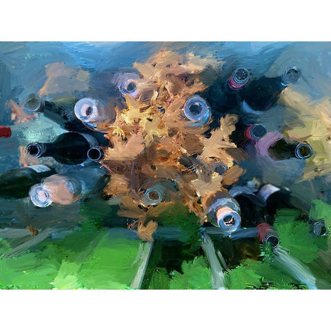 Bottles and Leaves Gold Ornate Wood Framed Art Print with Double Matting by Butcher, Sarah