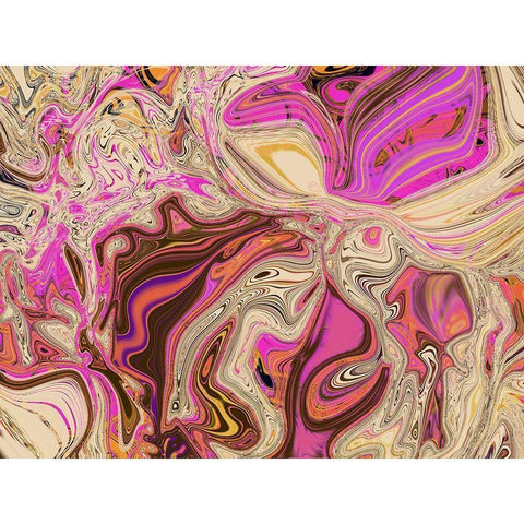 Pink and Tan Paint Pour Black Modern Wood Framed Art Print with Double Matting by Butcher, Sarah