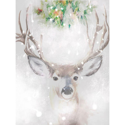 Festive Deer Black Modern Wood Framed Art Print with Double Matting by Butcher, Sarah