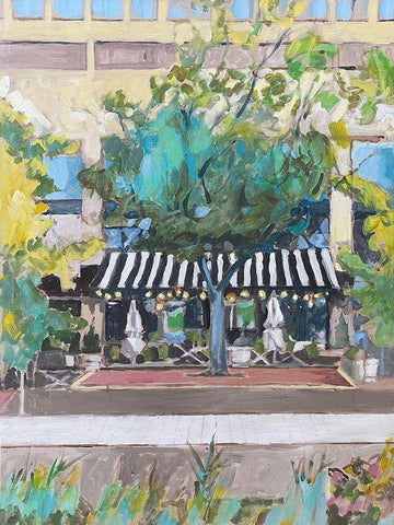 City Cafe White Modern Wood Framed Art Print with Double Matting by Butcher, Sarah