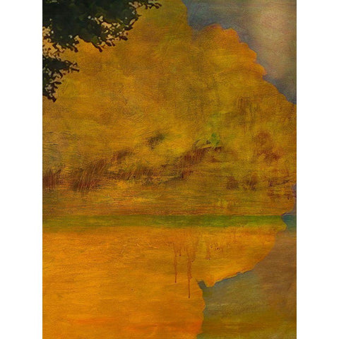 Golden Time Landscape Black Modern Wood Framed Art Print with Double Matting by Butcher, Sarah