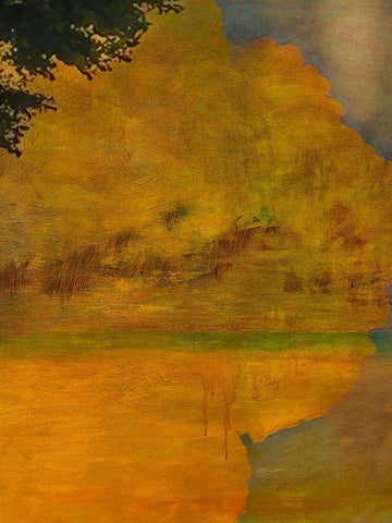 Golden Time Landscape White Modern Wood Framed Art Print with Double Matting by Butcher, Sarah