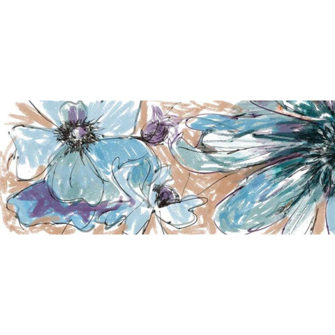 Blue Flowerrs 2 Black Modern Wood Framed Art Print by Butcher, Sarah