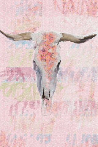 Southwest Cow Skull White Modern Wood Framed Art Print with Double Matting by Butcher, Sarah