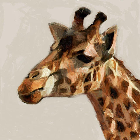 Giraffe Portrait Black Modern Wood Framed Art Print with Double Matting by Butcher, Sarah