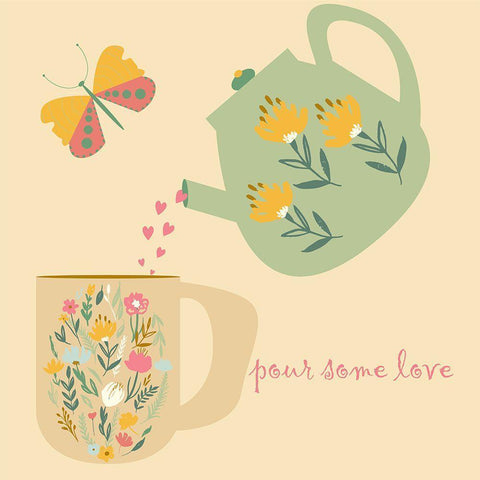 Pour Some Love Black Ornate Wood Framed Art Print with Double Matting by Swati, Siotia