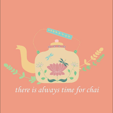 Time For Chai White Modern Wood Framed Art Print by Swati, Siotia