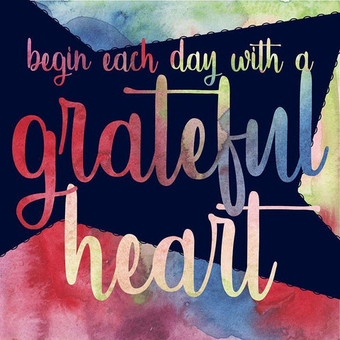 Rainbow Grateful Heart Black Ornate Wood Framed Art Print with Double Matting by Stella & Jack Studio