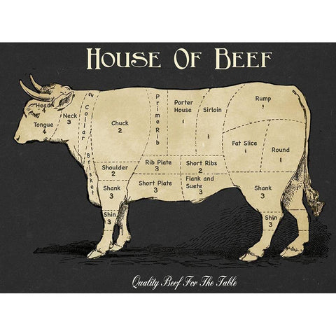 House Of Beef Black Modern Wood Framed Art Print with Double Matting by Carlson, Tina