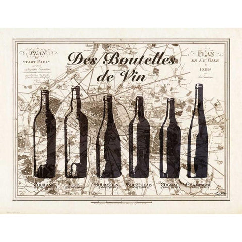 Paris Wine Bottles White Modern Wood Framed Art Print by Carlson, Tina