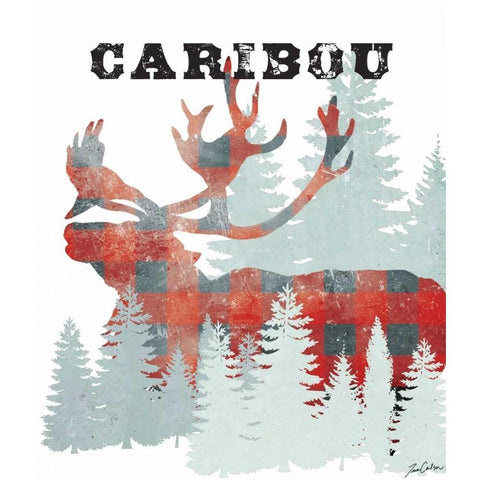Plaid Caribou Black Modern Wood Framed Art Print with Double Matting by Carlson, Tina