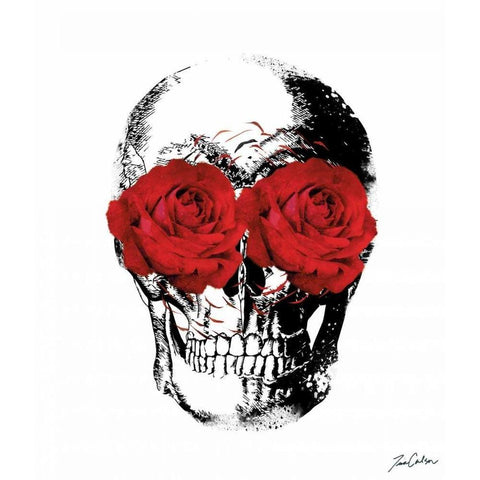 Flower Eyes Skull Gold Ornate Wood Framed Art Print with Double Matting by Carlson, Tina