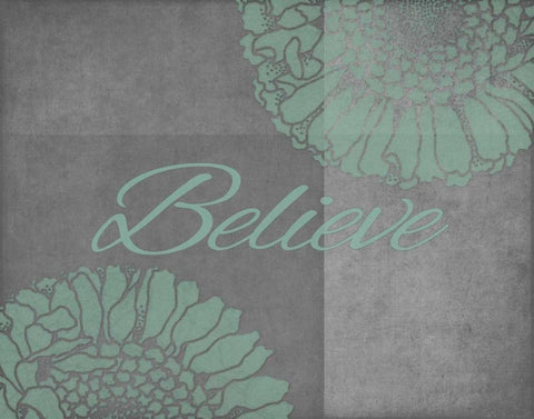 Floral Believe 1 White Modern Wood Framed Art Print with Double Matting by Carlson, Tina