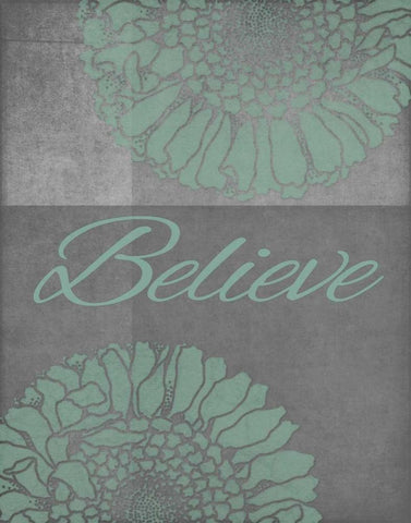 Floral Believe 2 Black Ornate Wood Framed Art Print with Double Matting by Carlson, Tina