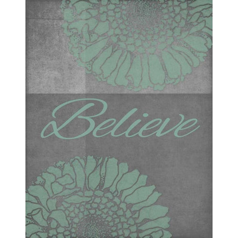 Floral Believe 2 Black Modern Wood Framed Art Print with Double Matting by Carlson, Tina