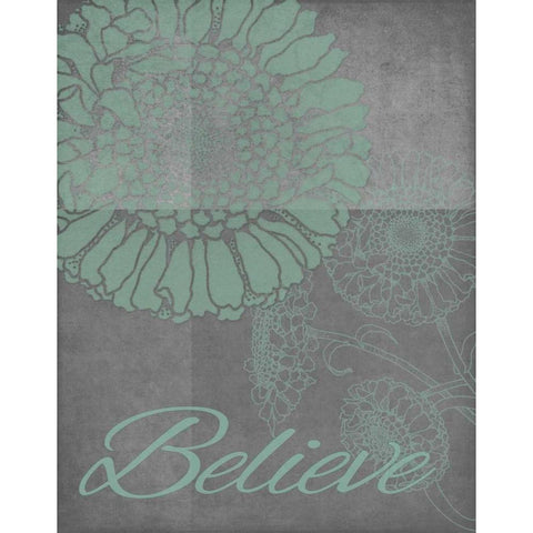Floral Believe 3 Gold Ornate Wood Framed Art Print with Double Matting by Carlson, Tina