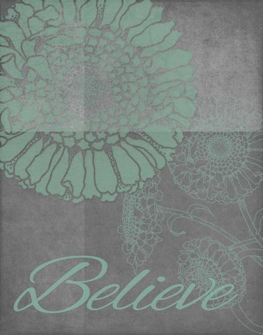 Floral Believe 3 White Modern Wood Framed Art Print with Double Matting by Carlson, Tina