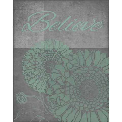 Floral Believe 4 Black Modern Wood Framed Art Print with Double Matting by Carlson, Tina