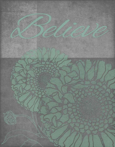 Floral Believe 4 White Modern Wood Framed Art Print with Double Matting by Carlson, Tina