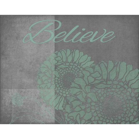 Floral Believe 5 Gold Ornate Wood Framed Art Print with Double Matting by Carlson, Tina