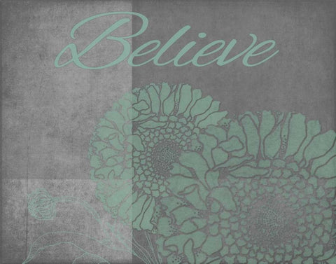 Floral Believe 5 White Modern Wood Framed Art Print with Double Matting by Carlson, Tina