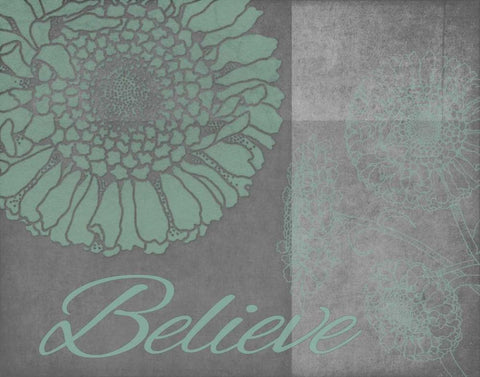 Floral Believe 6 Black Ornate Wood Framed Art Print with Double Matting by Carlson, Tina