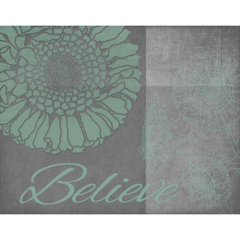 Floral Believe 6 Gold Ornate Wood Framed Art Print with Double Matting by Carlson, Tina