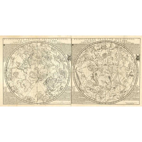 Planisphere Celeste Black Modern Wood Framed Art Print with Double Matting by Carlson, Tina