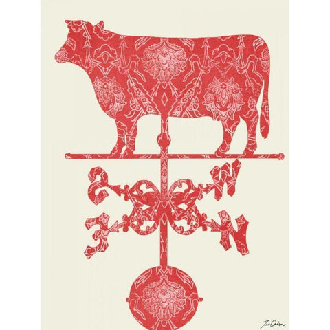 Weather Vane Cow Black Modern Wood Framed Art Print with Double Matting by Carlson, Tina