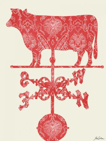 Weather Vane Cow White Modern Wood Framed Art Print with Double Matting by Carlson, Tina