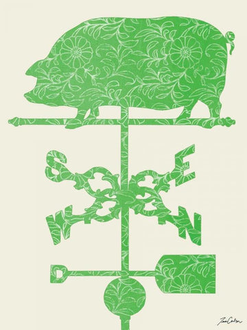 Weather Vane Hog Black Ornate Wood Framed Art Print with Double Matting by Carlson, Tina