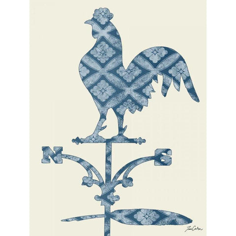 Weather Vane Rooster White Modern Wood Framed Art Print by Carlson, Tina