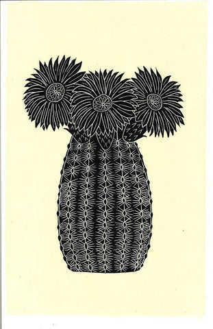 Cactus 1BW Black Ornate Wood Framed Art Print with Double Matting by Carlson, Tina