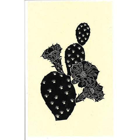 Cactus 3BW Black Modern Wood Framed Art Print with Double Matting by Carlson, Tina