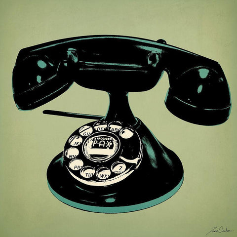 Telephone 2 v2 Black Modern Wood Framed Art Print with Double Matting by Carlson, Tina