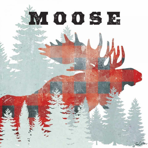 Moose Plaid Black Modern Wood Framed Art Print with Double Matting by Carlson, Tina