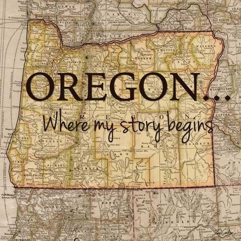 Story Oregon Black Modern Wood Framed Art Print with Double Matting by Carlson, Tina