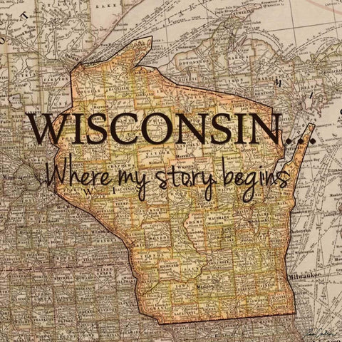 Story Wisconsin White Modern Wood Framed Art Print by Carlson, Tina