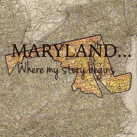 Story Maryland White Modern Wood Framed Art Print by Carlson, Tina