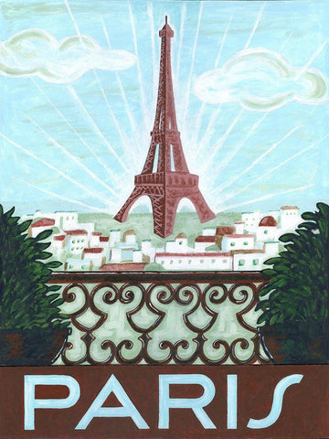 Paris View Black Ornate Wood Framed Art Print with Double Matting by Reaves, Thom