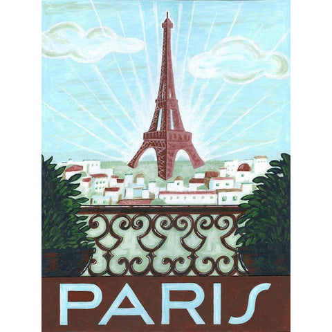 Paris View Black Modern Wood Framed Art Print with Double Matting by Reaves, Thom