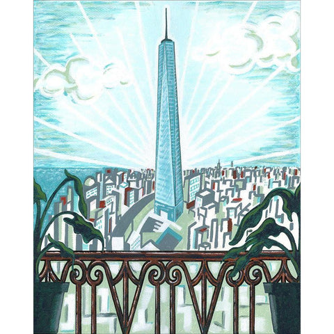 New York View 2 White Modern Wood Framed Art Print by Reaves, Thom