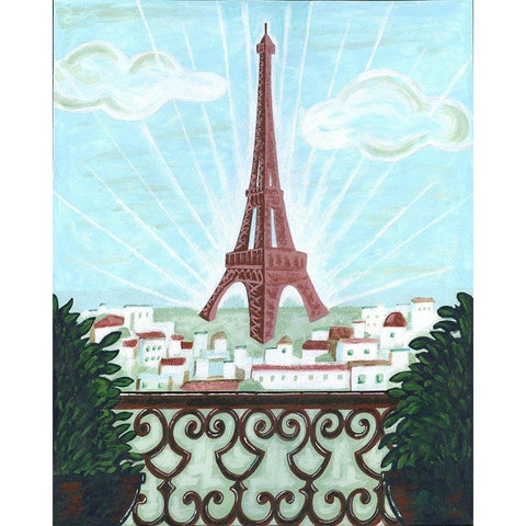 Paris View 2 Black Modern Wood Framed Art Print with Double Matting by Reaves, Thom