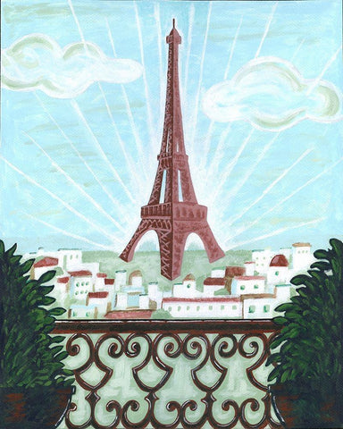 Paris View 2 Black Ornate Wood Framed Art Print with Double Matting by Reaves, Thom